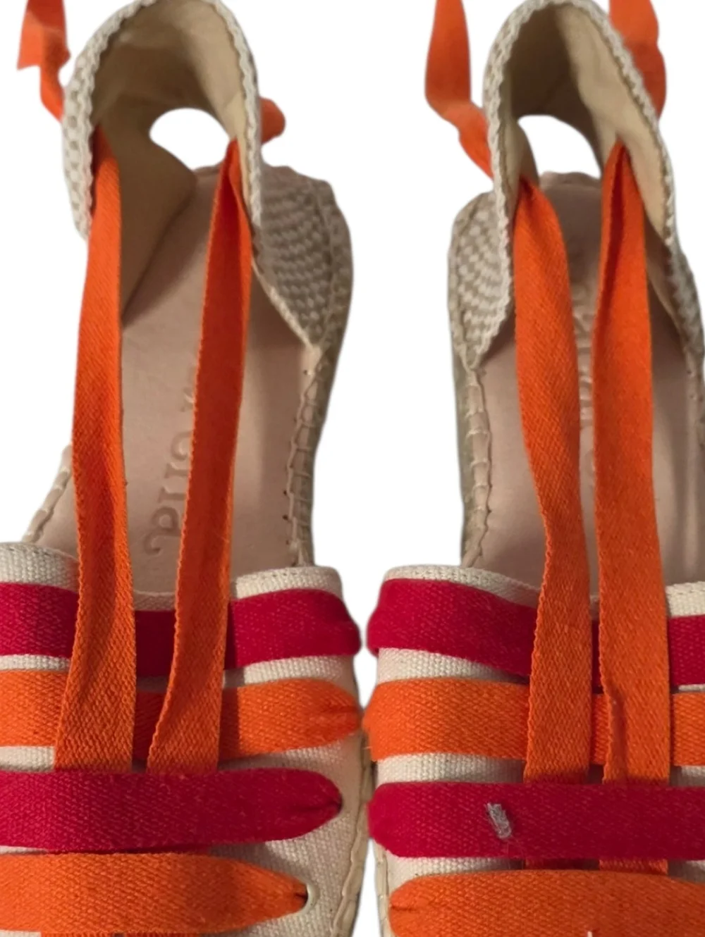 Women's Orange & Red Canvas Lace-Up Espadrilles